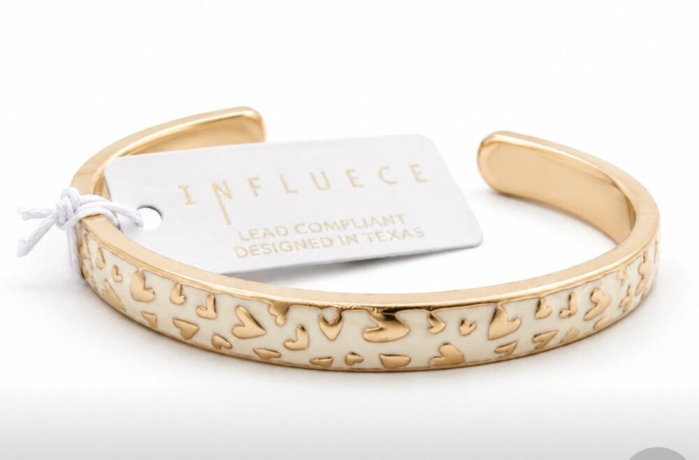 Influence Gold White Heart Bangle Bracelet New